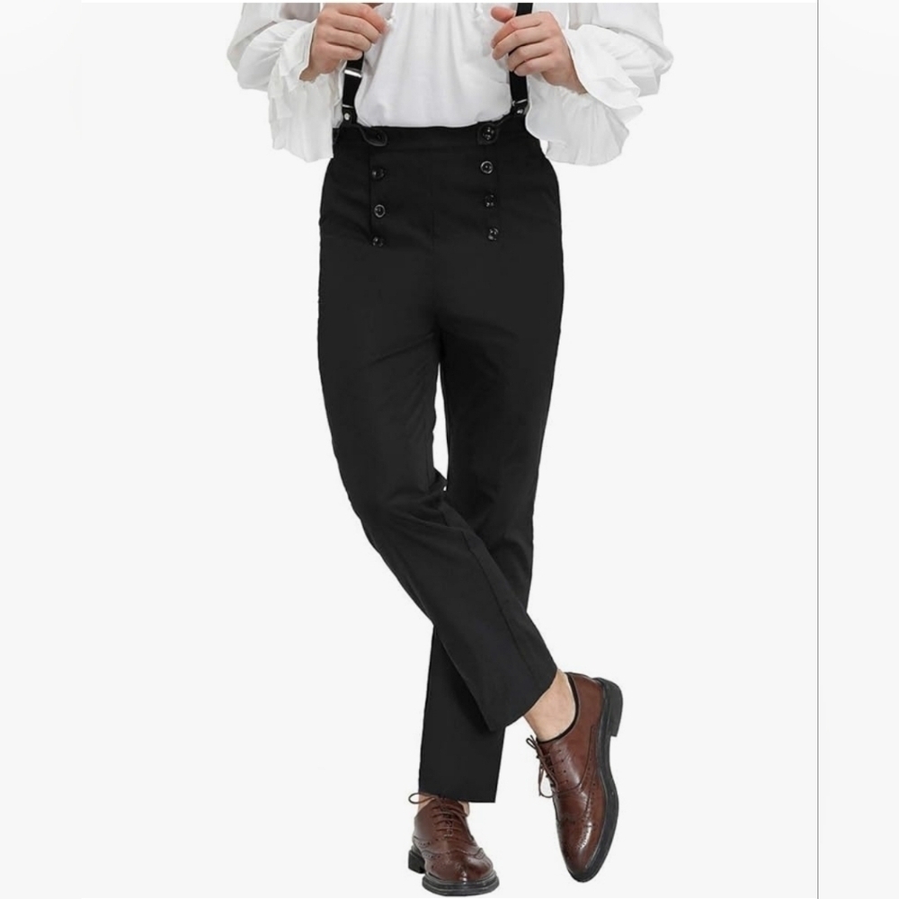 Scarlet Darkness Mens Steampunk Bib Pants Black Straight-leg 2X New Victorian